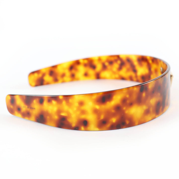 Great PRADA Current Triangle Logo Tortoiseshell Pattern Plex Headband 1IH082