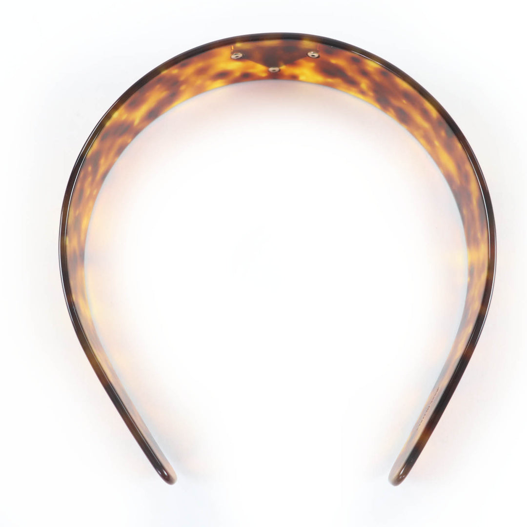 Great PRADA Current Triangle Logo Tortoiseshell Pattern Plex Headband 1IH082