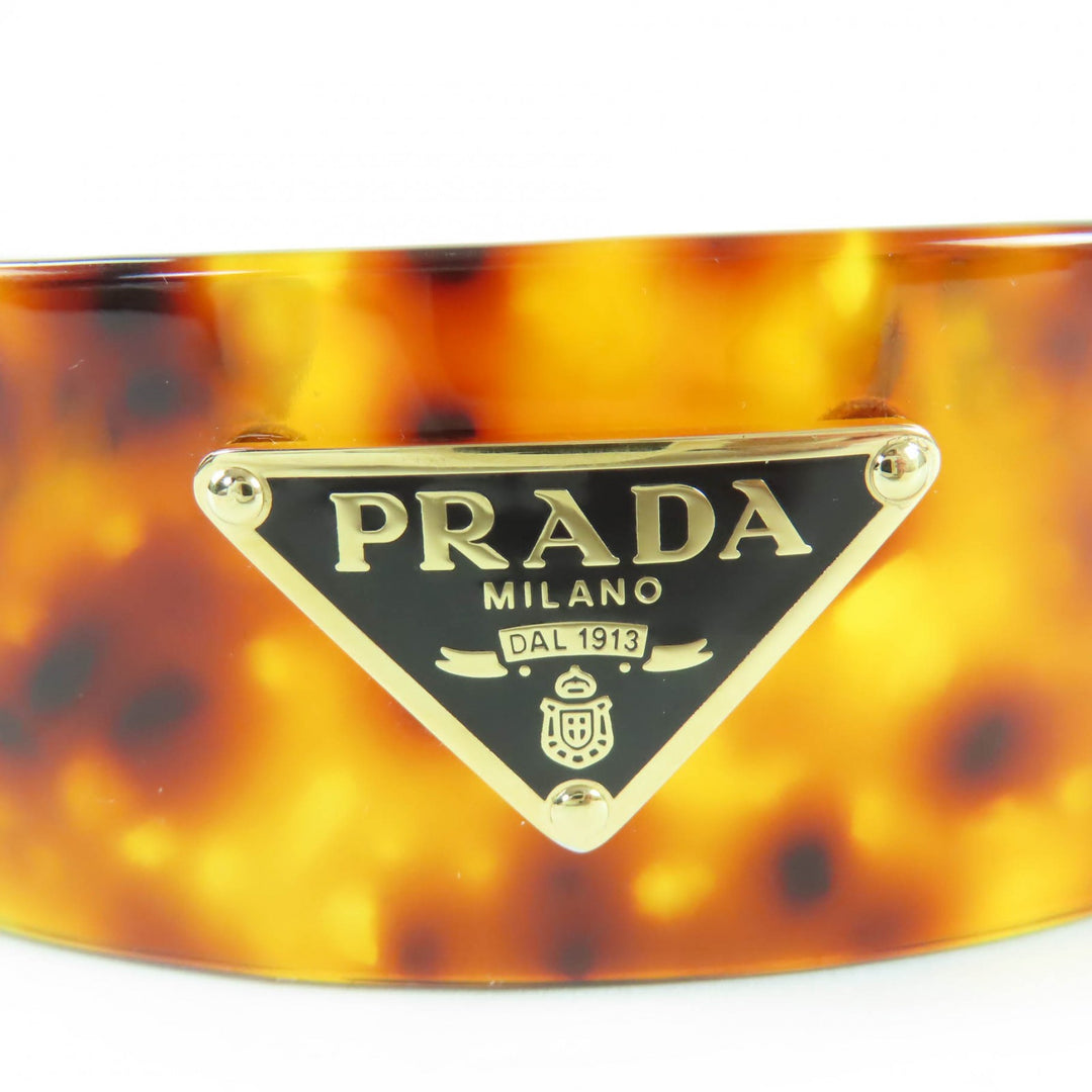 Great PRADA Current Triangle Logo Tortoiseshell Pattern Plex Headband 1IH082