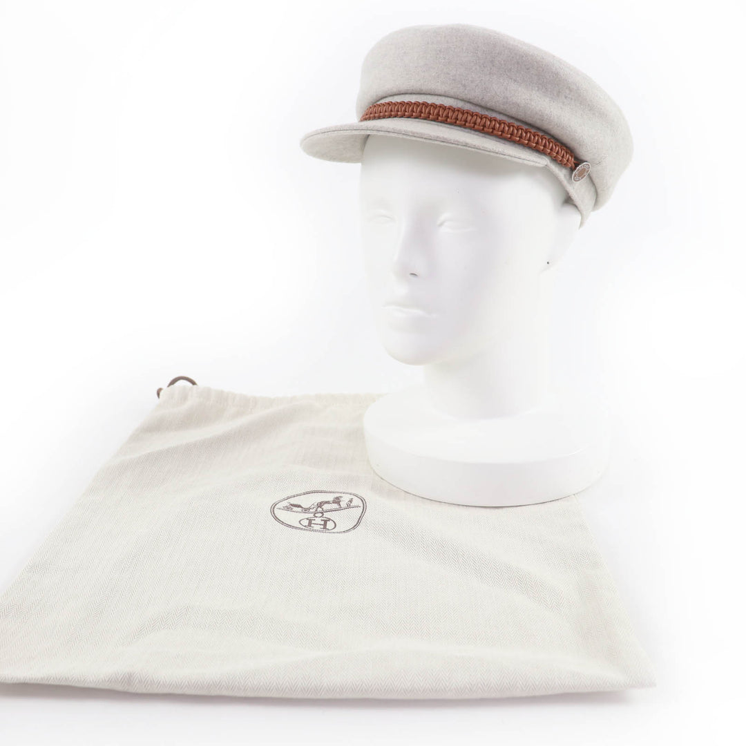 Excellent HERMES Casquette Deauville Serie Metal gray cashmere 57 H212009N