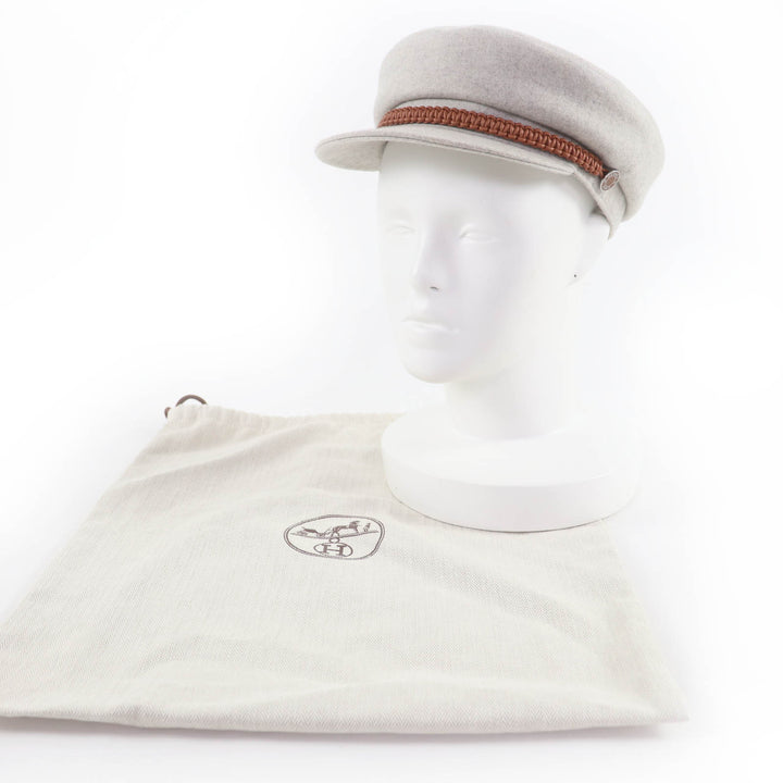 Excellent HERMES Casquette Deauville Serie Metal gray cashmere 57 H212009N