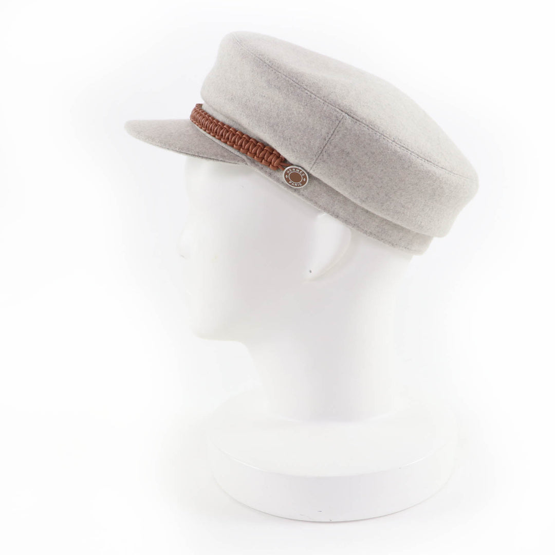 Excellent HERMES Casquette Deauville Serie Metal gray cashmere 57 H212009N