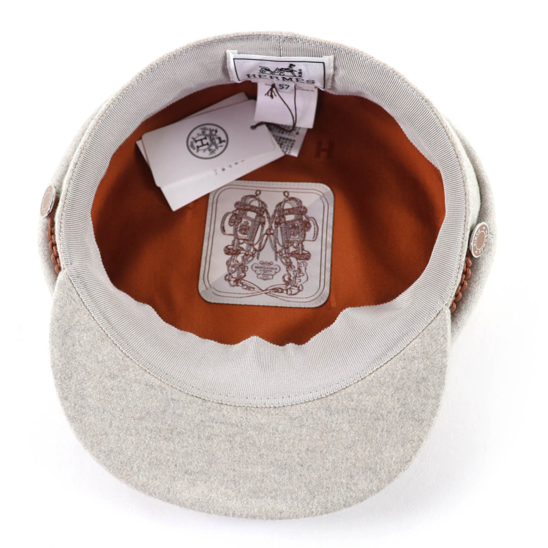 Excellent HERMES Casquette Deauville Serie Metal gray cashmere 57 H212009N