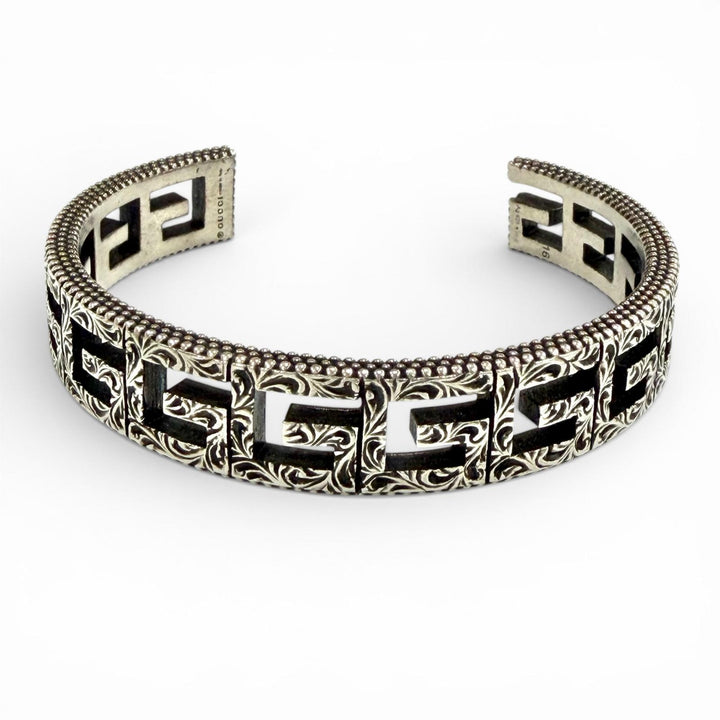 Great GUCCI Bangle Square G Arabesque Silver Women 16