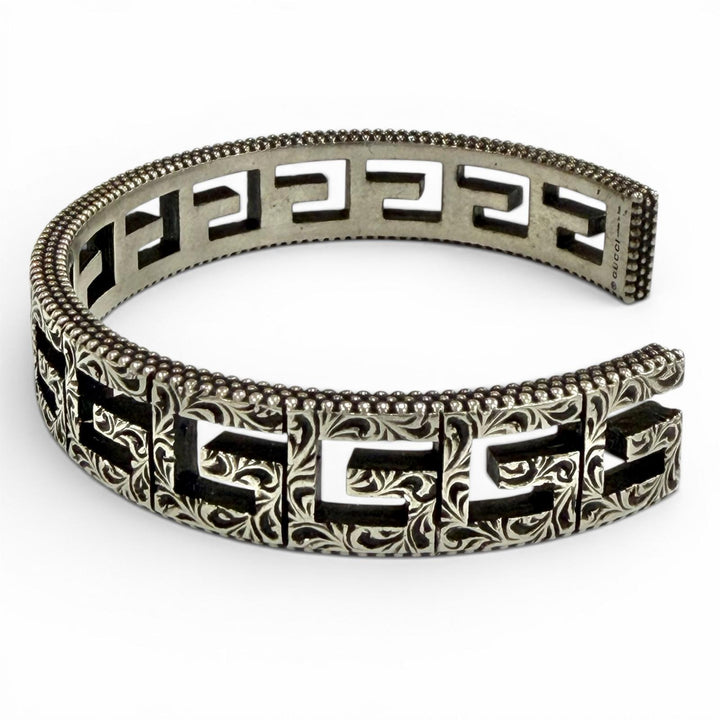 Great GUCCI Bangle Square G Arabesque Silver Women 16