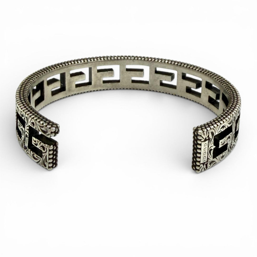 Great GUCCI Bangle Square G Arabesque Silver Women 16
