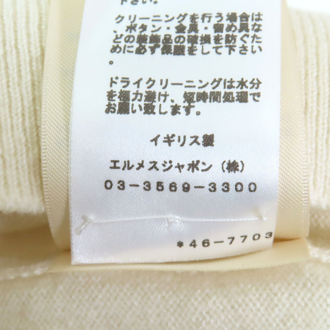HERMES 半袖ニット オフホワイト カシミア レディース 38 4E2600D1 美品