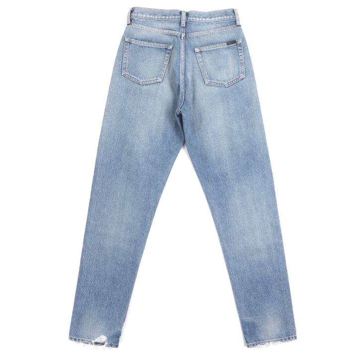 新品 SAINT LAURENT PARIS デニムパンツ アイスブルー コットン レディース 26 614443