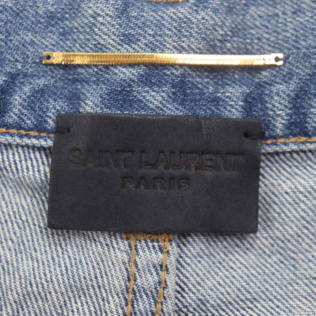 新品 SAINT LAURENT PARIS デニムパンツ アイスブルー コットン レディース 26 614443