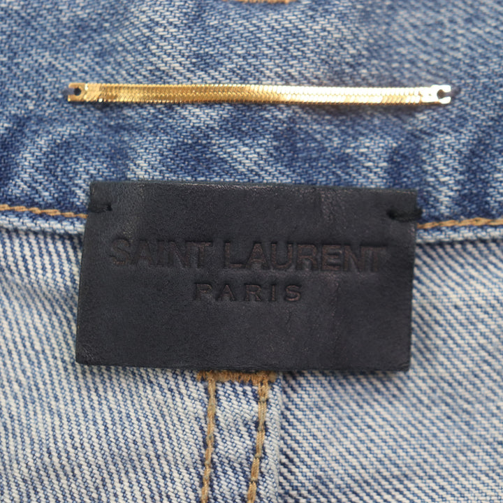 新品 SAINT LAURENT PARIS デニムパンツ アイスブルー コットン レディース 26 614443