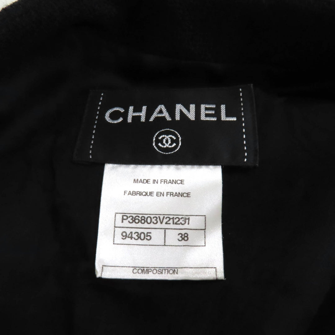 素晴らしいCHANELワンピースBIGCOCOマークバックルベルト長袖ブラックウールレディース38