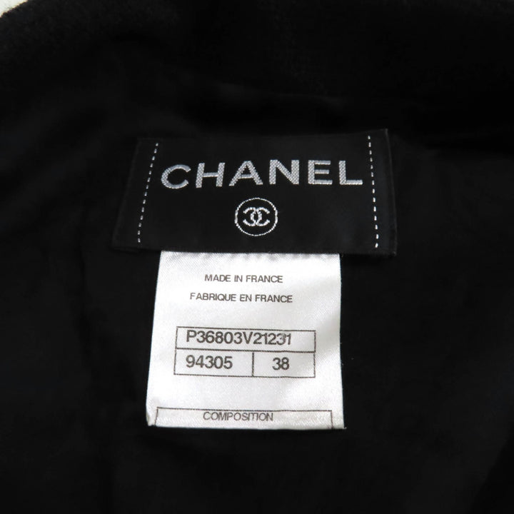 素晴らしいCHANELワンピースBIGCOCOマークバックルベルト長袖ブラックウールレディース38