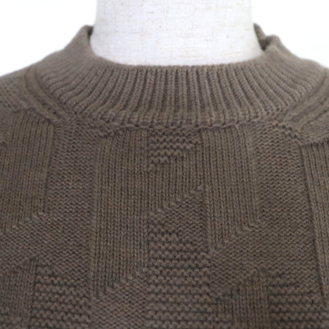新品 HERMES ワンピース H柄 長袖ニット ブラウン ウール 36 4H2523D3