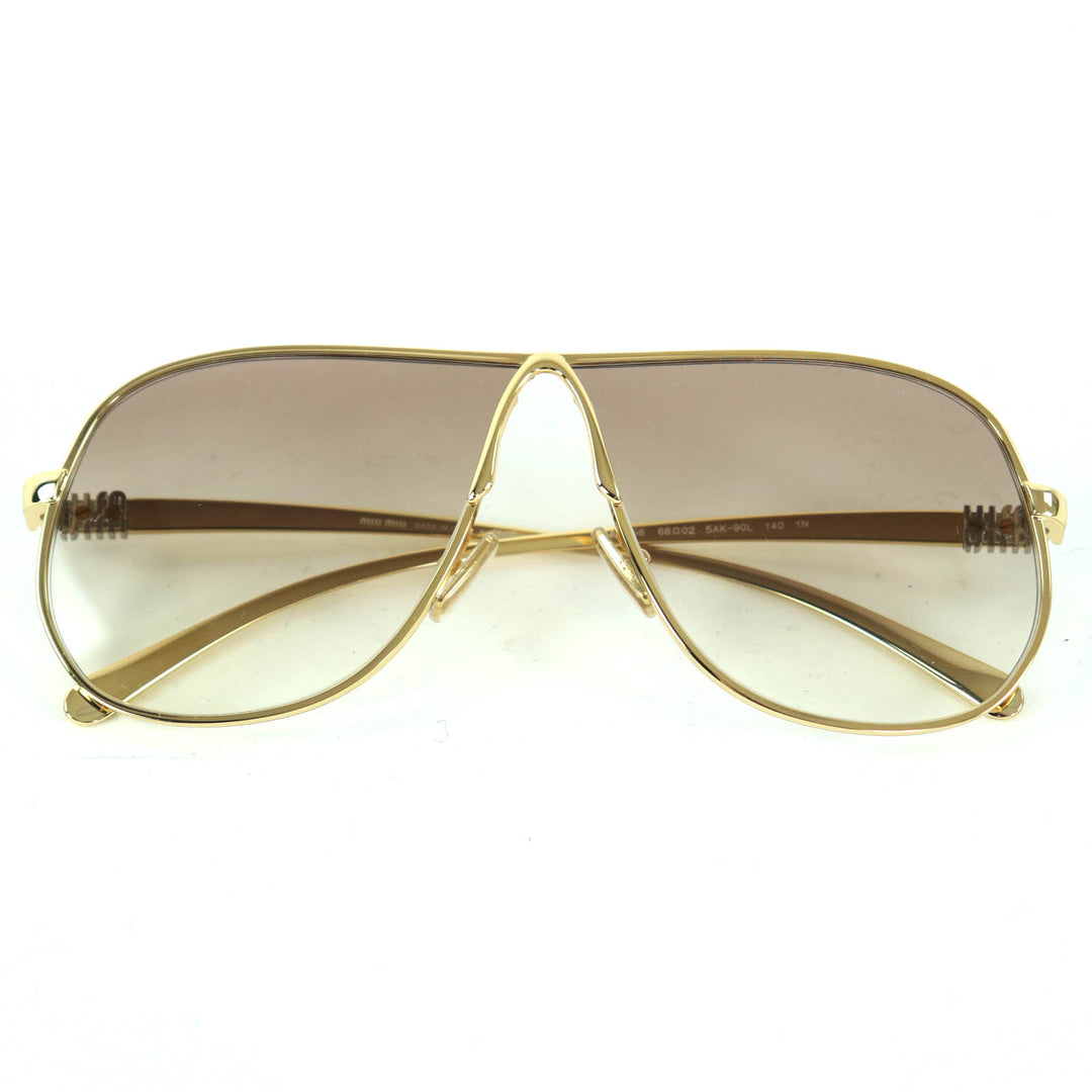 Excellent MIUMIU sunglasses Teardrop eyewear gold Women SMU A56