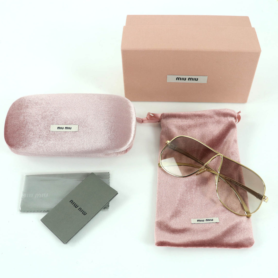 Excellent MIUMIU sunglasses Teardrop eyewear gold Women SMU A56