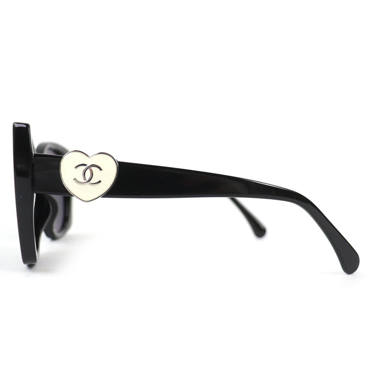 Excellent CHANEL sunglasses COCO Mark Heart Square Shape Eyewear black 5519-A