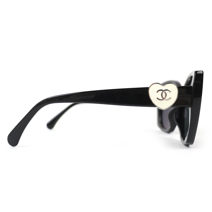 Excellent CHANEL sunglasses COCO Mark Heart Square Shape Eyewear black 5519-A