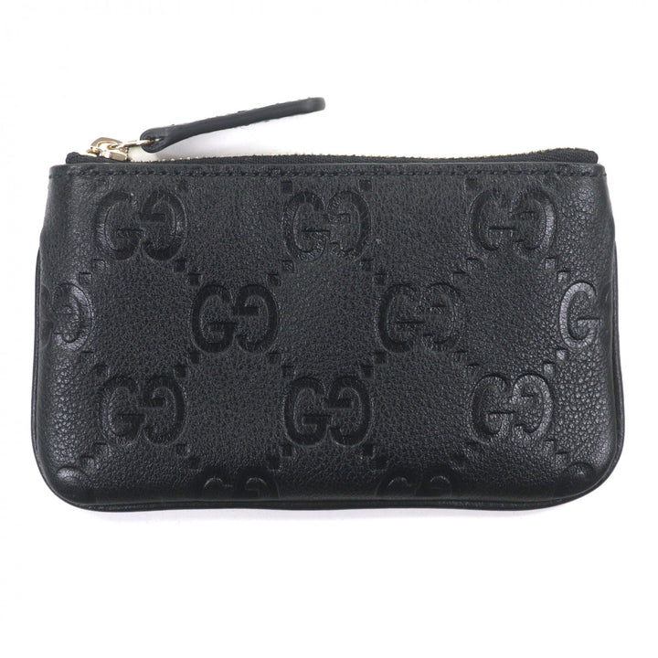 Excellent GUCCI Coin case Current GG emblem key pouch black leather mens 815891
