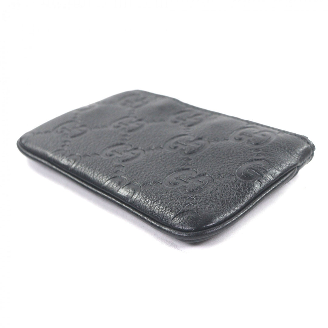 Excellent GUCCI Coin case Current GG emblem key pouch black leather mens 815891