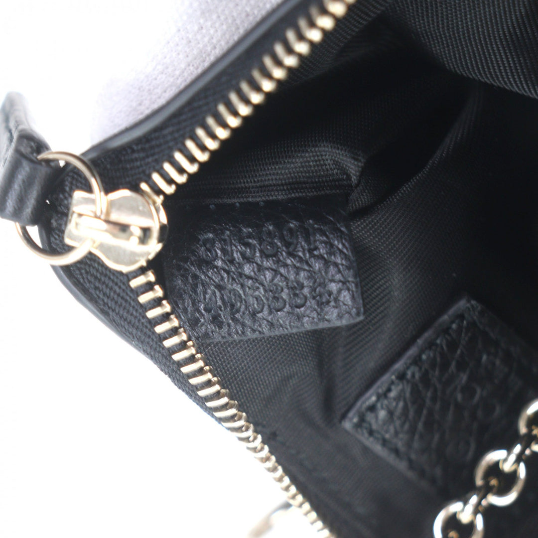 Excellent GUCCI Coin case Current GG emblem key pouch black leather mens 815891