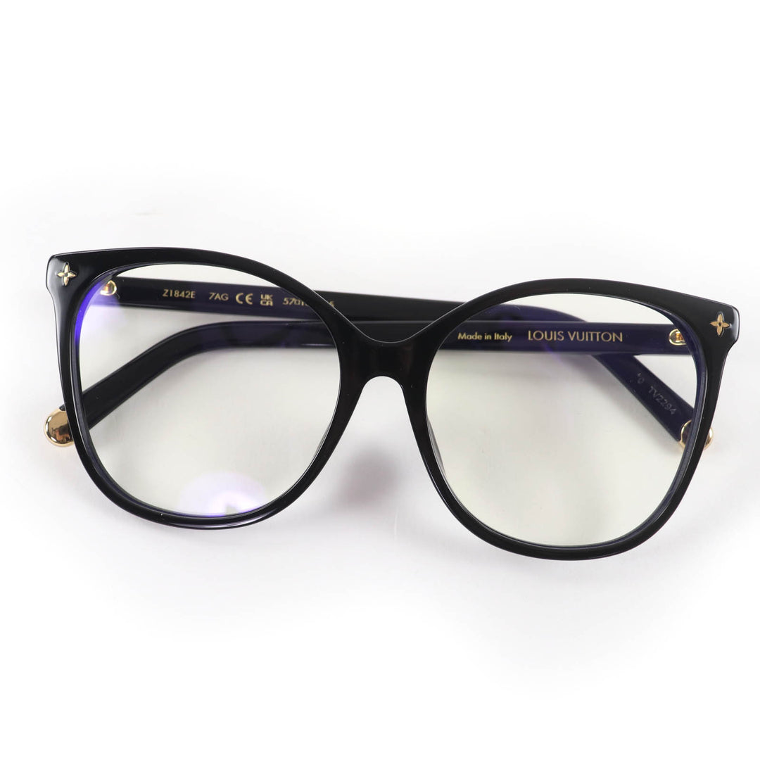 Excellent LOUIS VUITTON Glasses Optical My Monogram Light Cat Eye black Z1842E