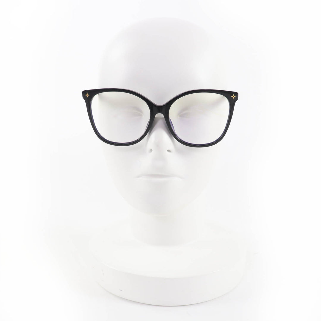 Excellent LOUIS VUITTON Glasses Optical My Monogram Light Cat Eye black Z1842E