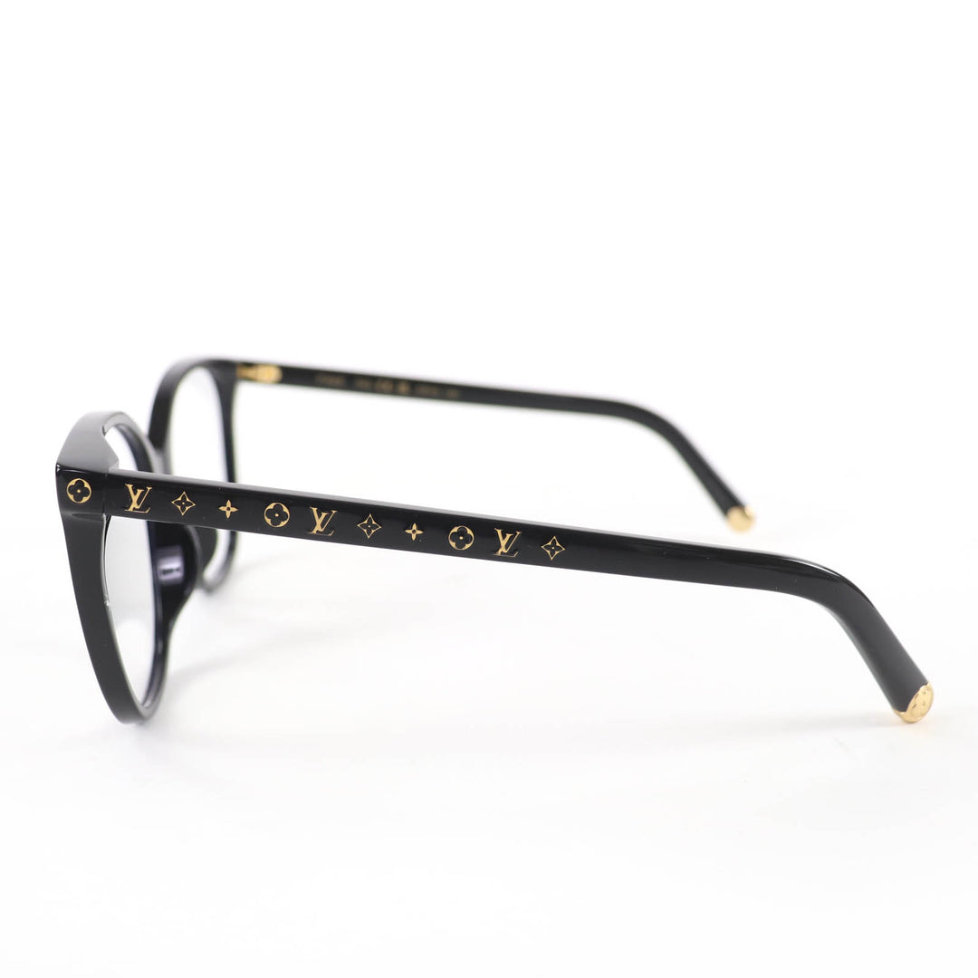 Excellent LOUIS VUITTON Glasses Optical My Monogram Light Cat Eye black Z1842E