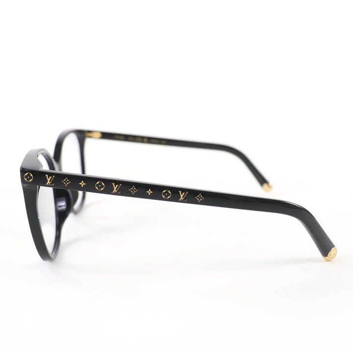 Excellent LOUIS VUITTON Glasses Optical My Monogram Light Cat Eye black Z1842E