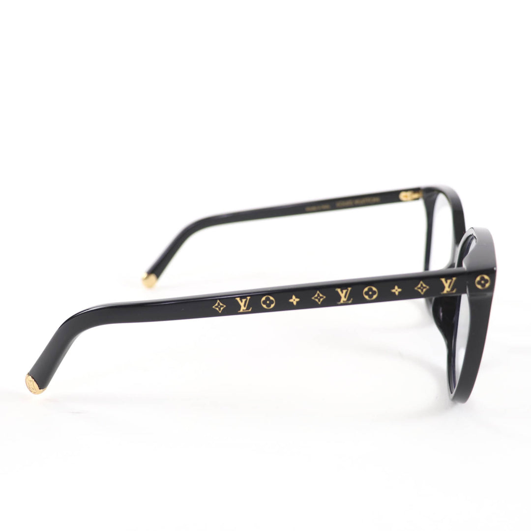 Excellent LOUIS VUITTON Glasses Optical My Monogram Light Cat Eye black Z1842E