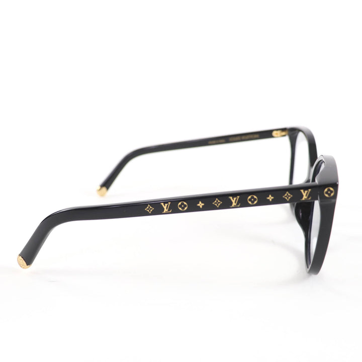 Excellent LOUIS VUITTON Glasses Optical My Monogram Light Cat Eye black Z1842E
