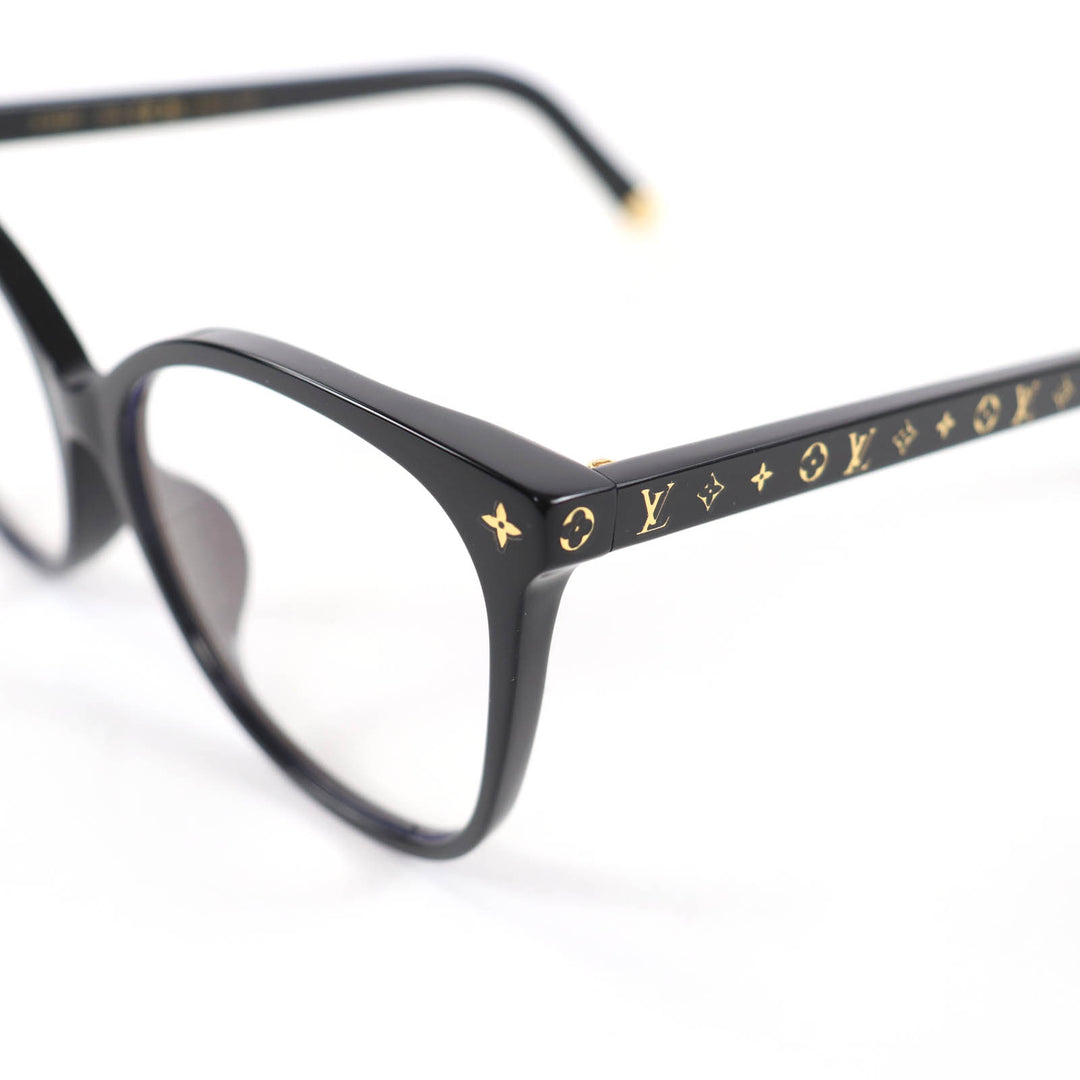 Excellent LOUIS VUITTON Glasses Optical My Monogram Light Cat Eye black Z1842E