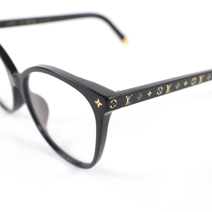 Excellent LOUIS VUITTON Glasses Optical My Monogram Light Cat Eye black Z1842E