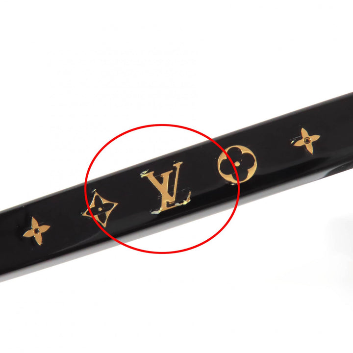 Excellent LOUIS VUITTON Glasses Optical My Monogram Light Cat Eye black Z1842E