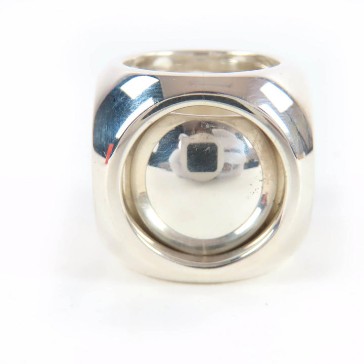 Excellent HERMES Ring Extra Wide Serie Ring キューブリング Silver AG925 Women