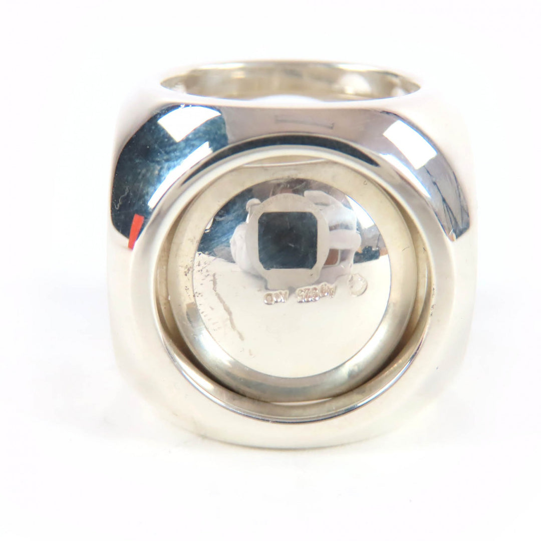 Excellent HERMES Ring Extra Wide Serie Ring キューブリング Silver AG925 Women