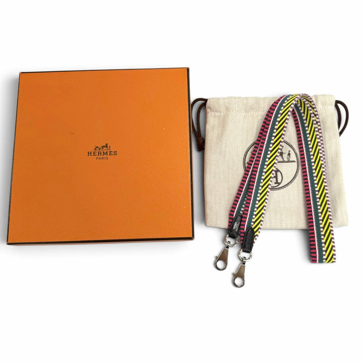 Excellent HERMES Shoulder strap Bandouliere Sangle Caval 1"" multicolor canvas