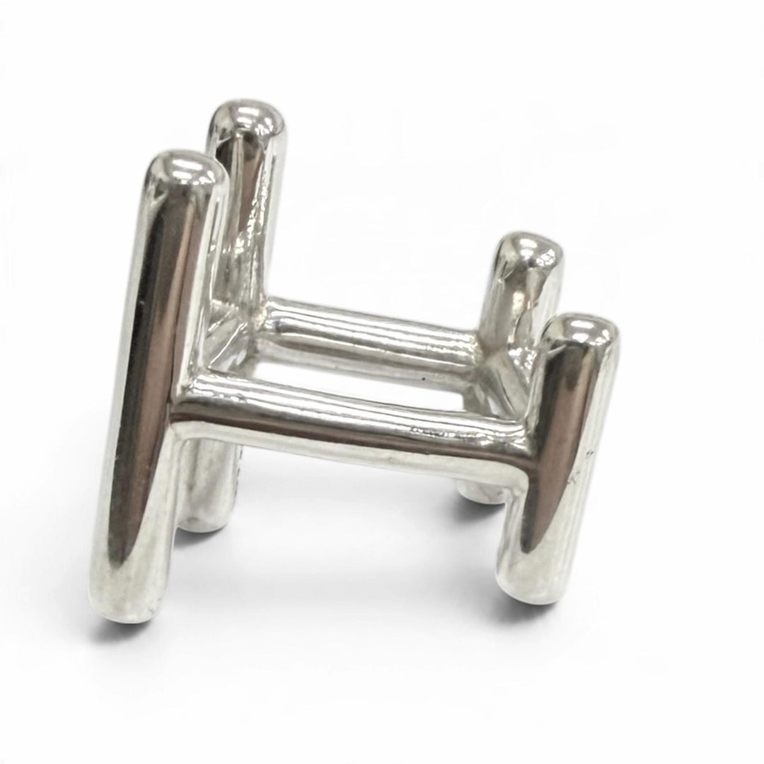 Great HERMES Cufflinks cufflinks H logo motif Silver AG925 mens