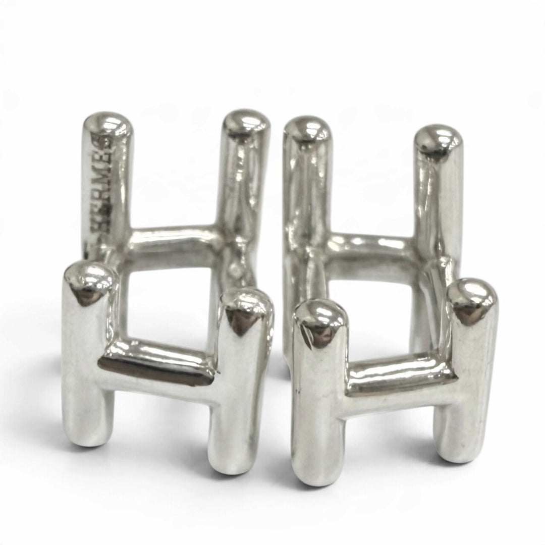 Great HERMES Cufflinks cufflinks H logo motif Silver AG925 mens