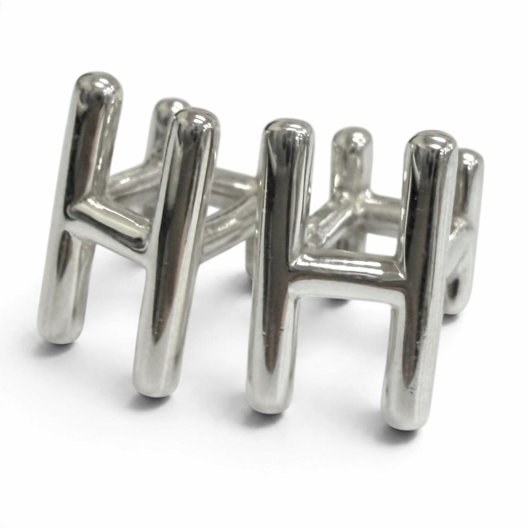 Great HERMES Cufflinks cufflinks H logo motif Silver AG925 mens