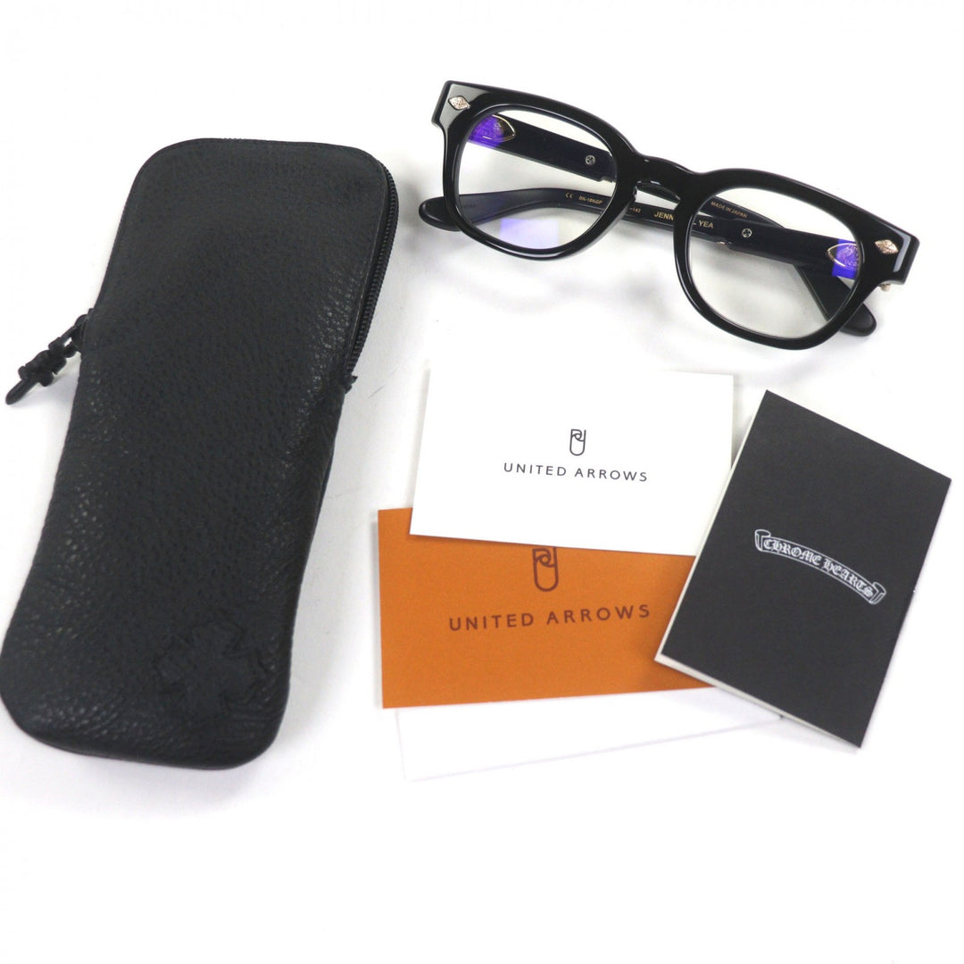 Excellent CHROME HEARTS Glasses JENNA TAIL YEA Cross Metal black 18KGP mens