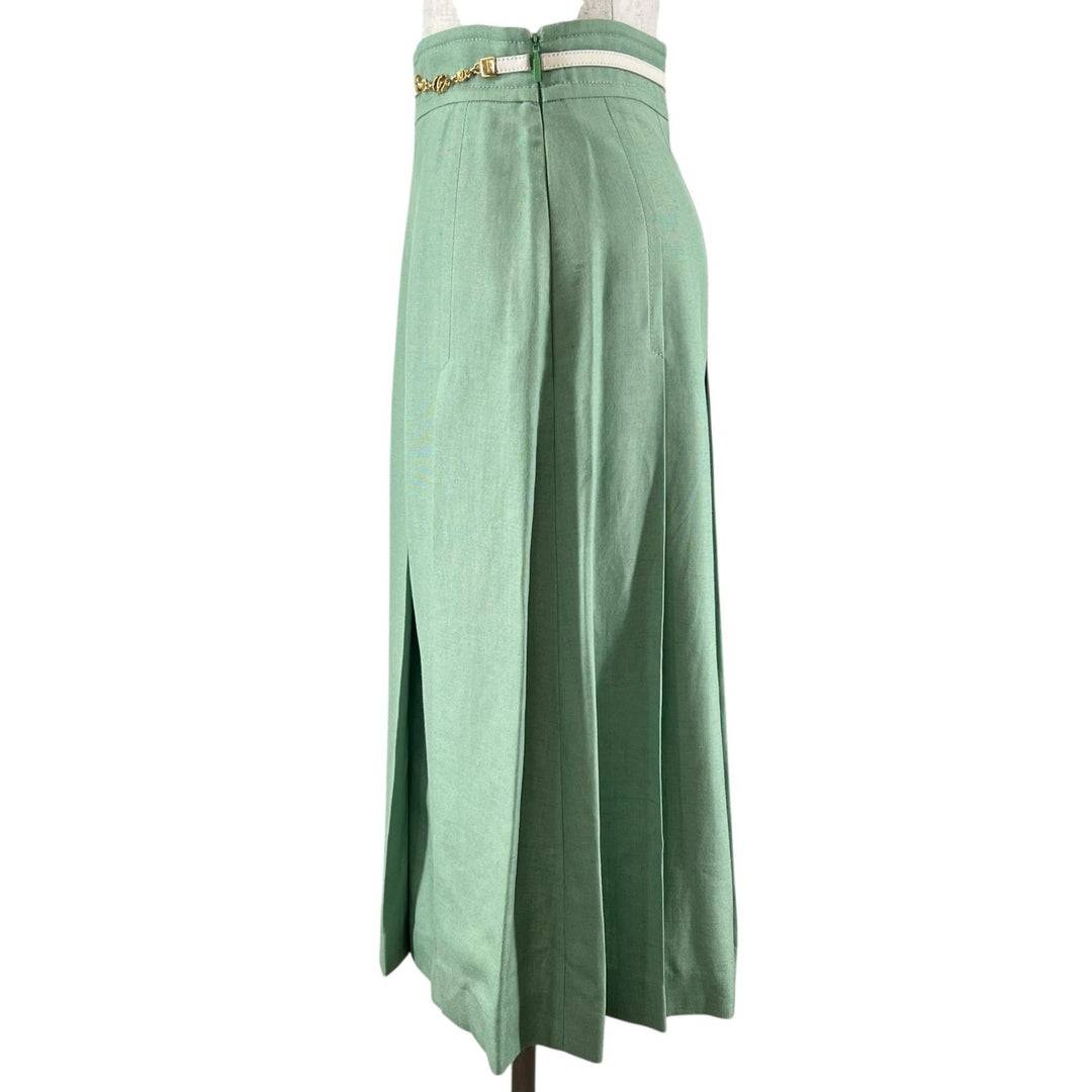 Excellent GUCCI skirt Linen Blend GG Marmont Mint green Rayon Women 36 652132