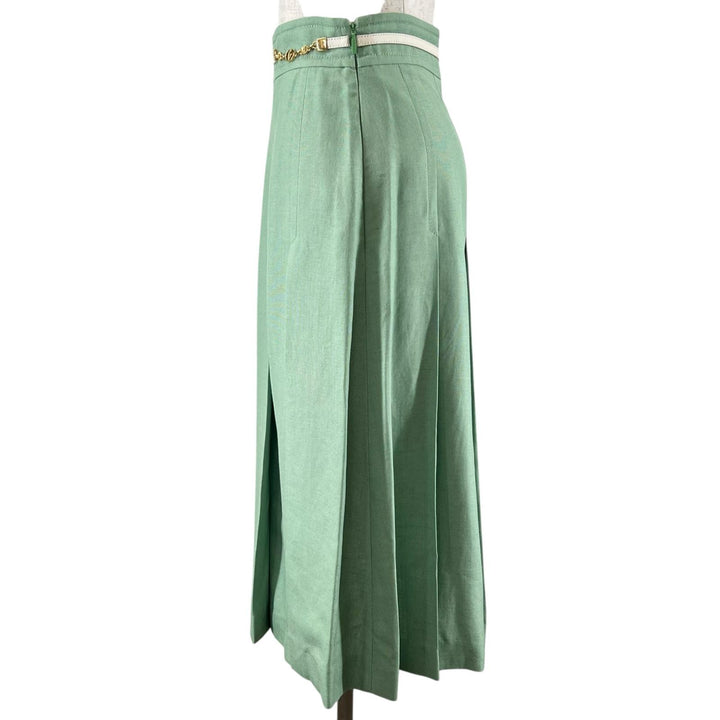Excellent GUCCI skirt Linen Blend GG Marmont Mint green Rayon Women 36 652132