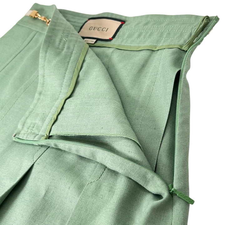 Excellent GUCCI skirt Linen Blend GG Marmont Mint green Rayon Women 36 652132