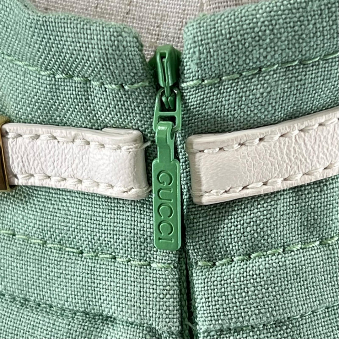 Excellent GUCCI skirt Linen Blend GG Marmont Mint green Rayon Women 36 652132