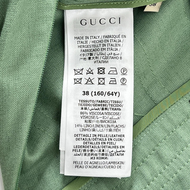 Excellent GUCCI skirt Linen Blend GG Marmont Mint green Rayon Women 36 652132