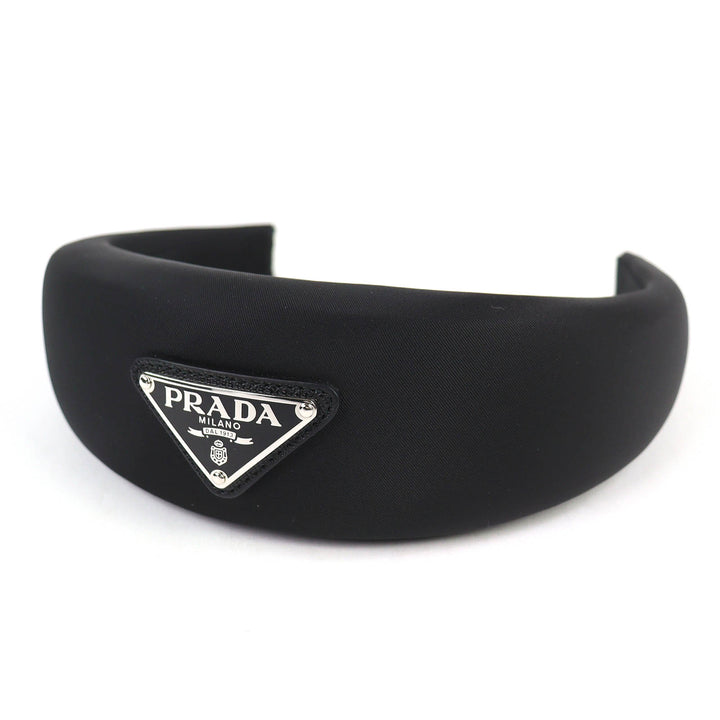 Excellent PRADA hair accessory Triangle logo with RE-NYLON headband black 1IH016