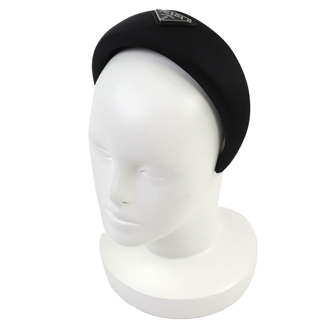 Excellent PRADA hair accessory Triangle logo with RE-NYLON headband black 1IH016