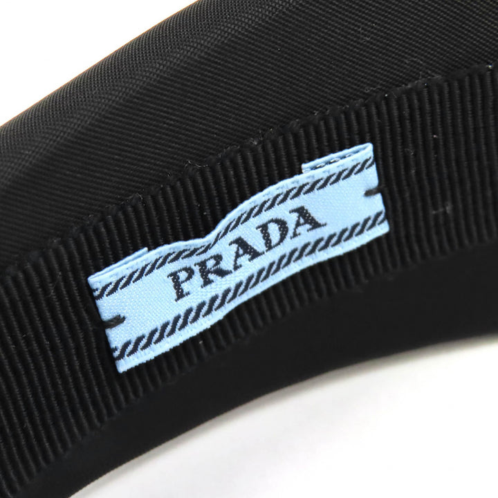 Excellent PRADA hair accessory Triangle logo with RE-NYLON headband black 1IH016
