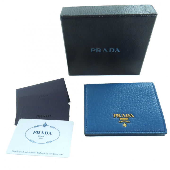 新品 PRADA 二つ折り財布 コバルトレザー レディース 1MV204