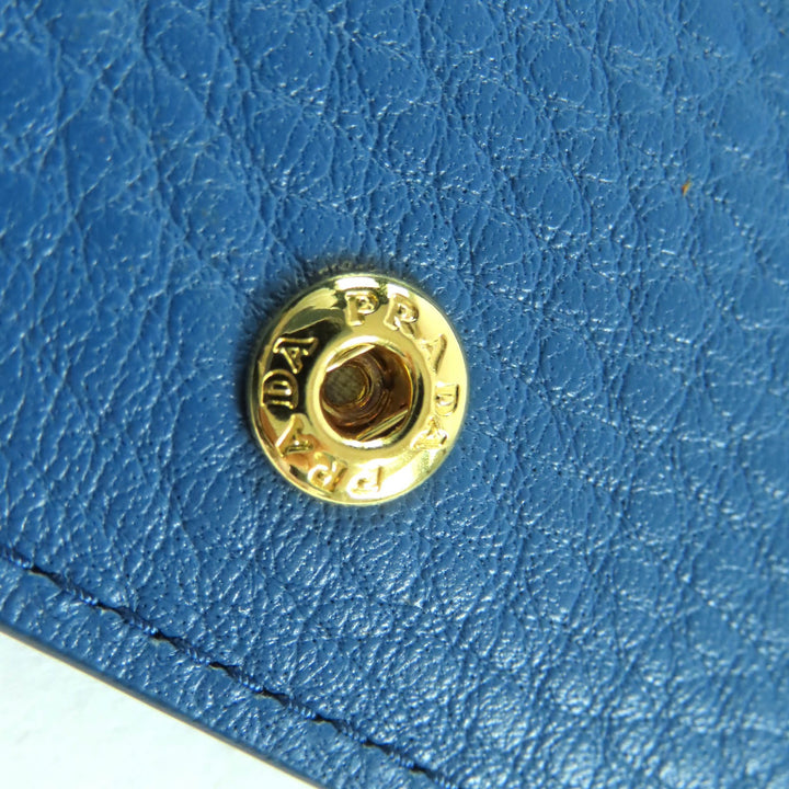 新品 PRADA 二つ折り財布 コバルトレザー レディース 1MV204